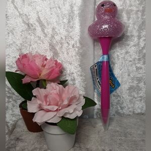 Glitter Rubber Duck Novelty Pen Pink NWT